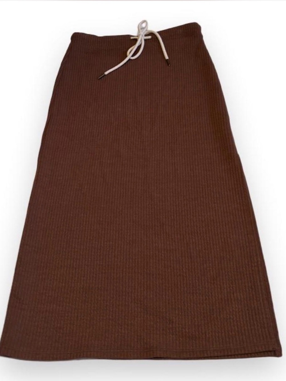 American Eagle Outfitters Brown Ribbed Midi Skirt with Drawstring
